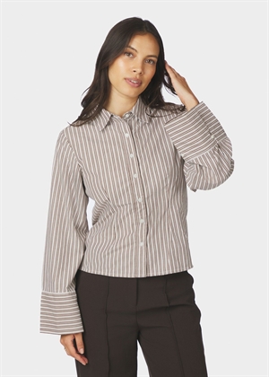 Rosa double mix stripe skjorte Dusty Brown Neo Noir